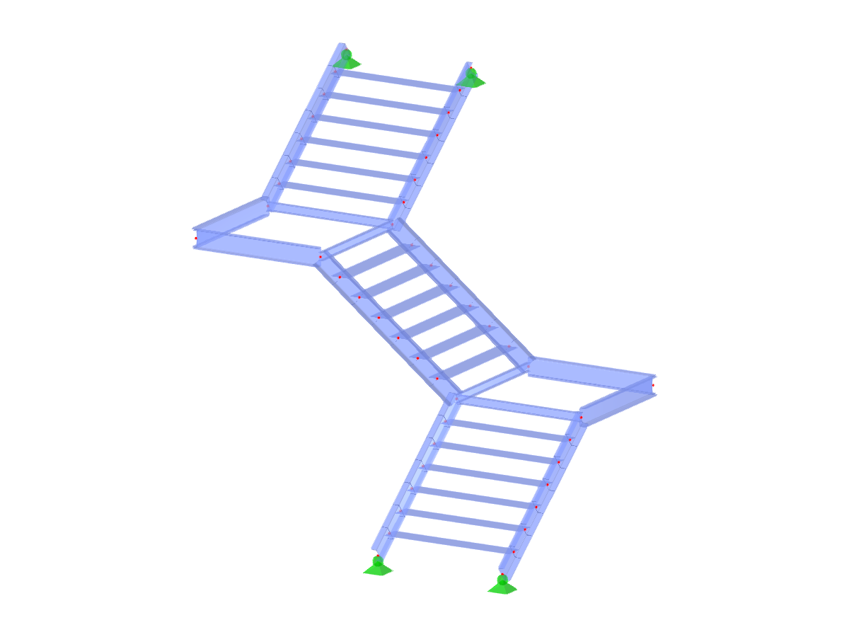 Modelo ID 3082 | STS006-b | Escaleras | Tres tramos | En Z | Arriba-izquierda, arriba-derecha