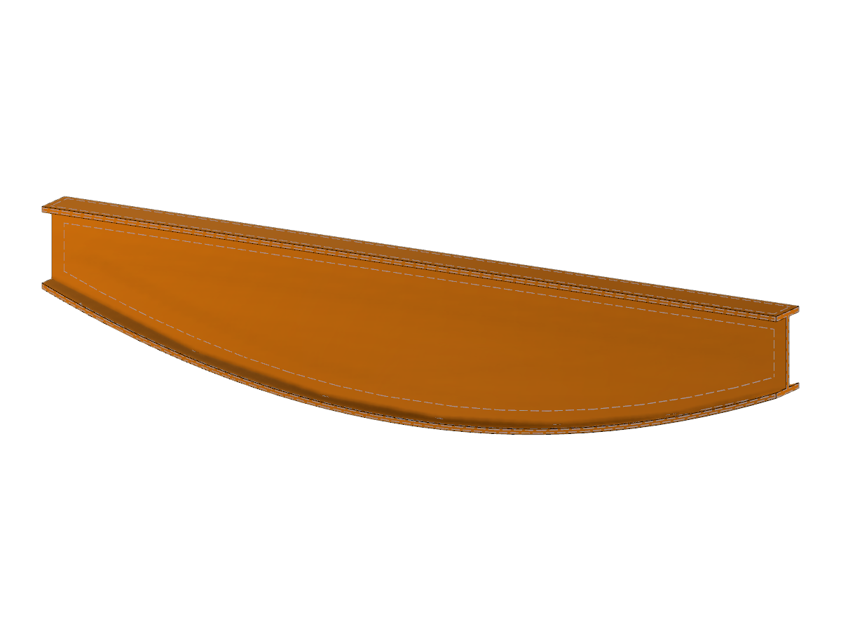 Vigas de madera parabólicas de vientre de pez con diseño de sección en I en un modelo estructural.