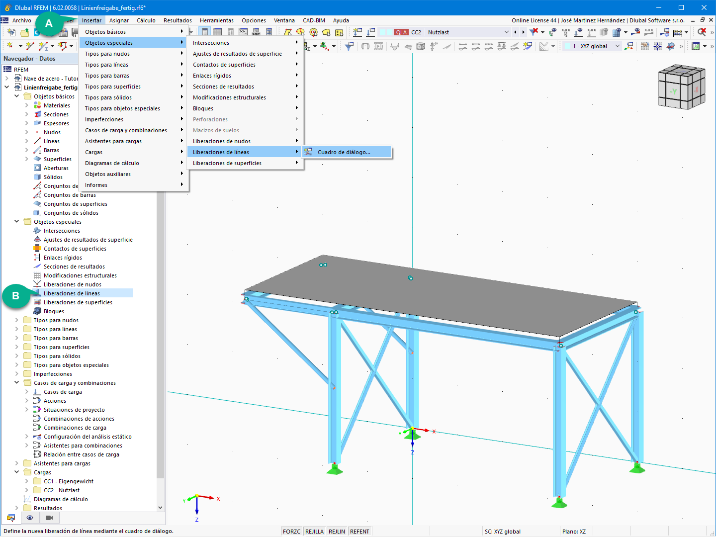 Liberaciones de líneas en RFEM 6