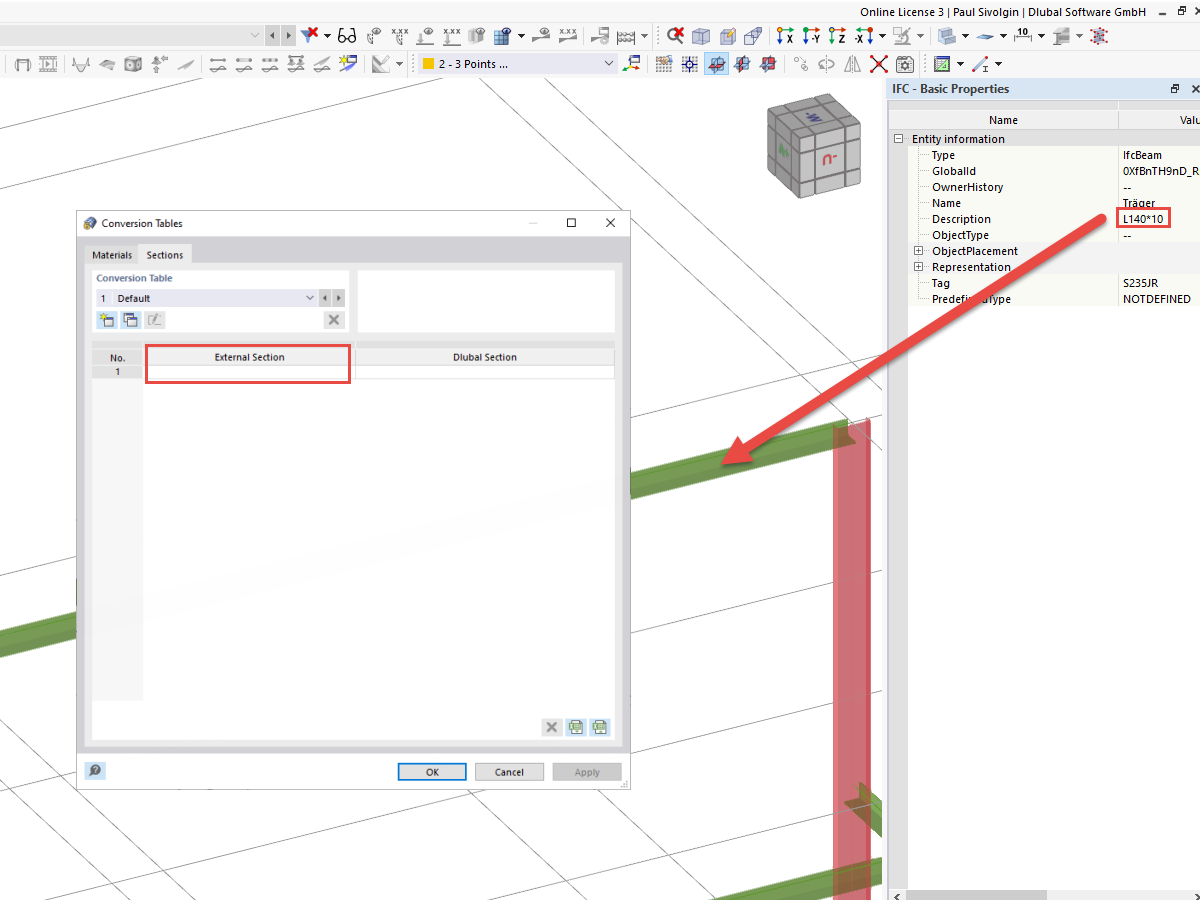 FAQ 005348 | Las secciones transversales de IFC de mi archivo IFC importado no se convierten correctamente.