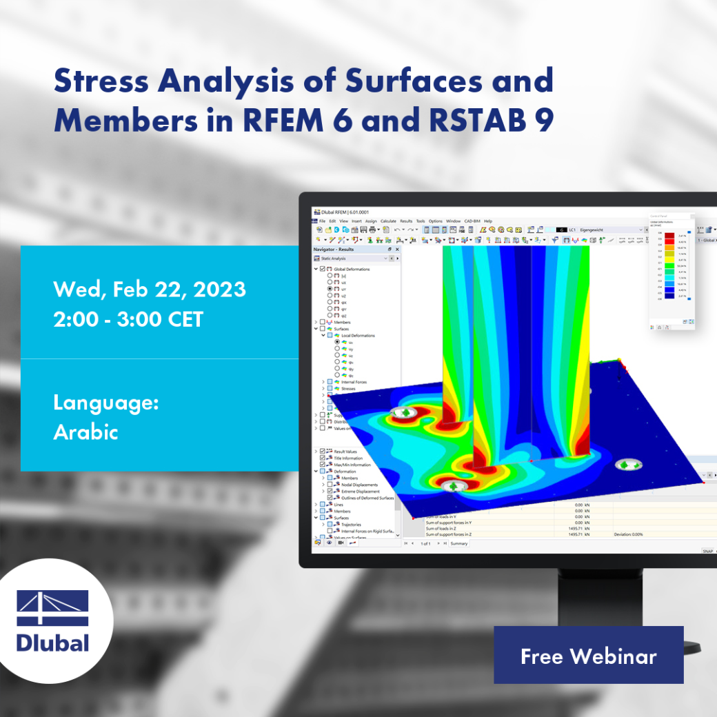 Análisis de tensiones de superficies y barras en RFEM 6 y RSTAB 9
