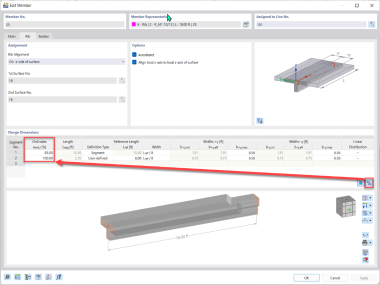FAQ 005355 | ¿Cómo puedo modelar un elemento de nervadura en RFEM 6?