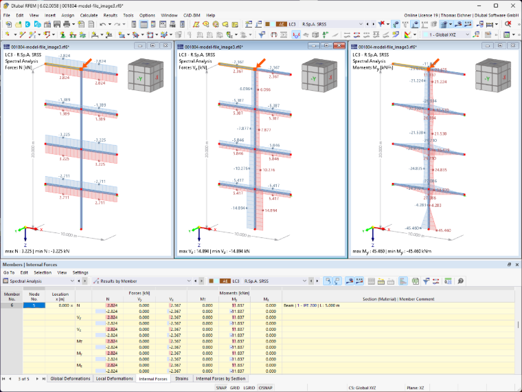 KB 001804 | Superposición de respuestas modales en el análisis del espectro de respuesta utilizando una combinación lineal equivalente en RFEM 6 y RSTAB 9