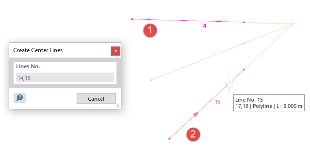 Definición de la línea central sobre el eje angular