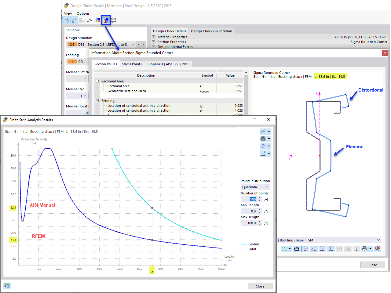 KB 001841 | Diseño de acero conformado en frío AISI usando sección personalizada en RFEM 6