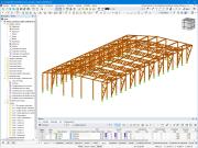 CP 001264 | Modelo de la nave industrial de madera en RFEM 6 (© Maderas Besteiro)