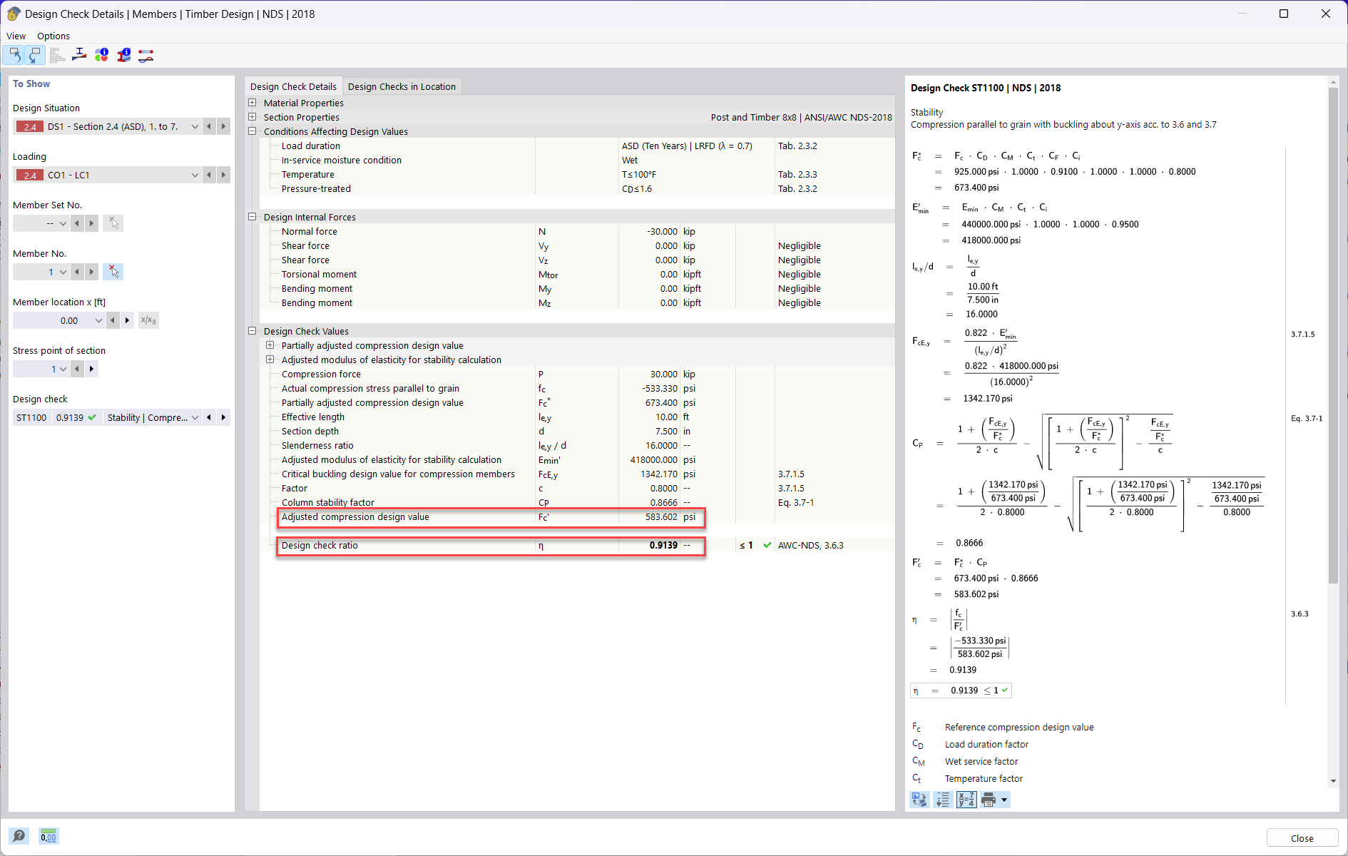 KB 001848 | 2018 NDS Timber Column Design en RFEM 6