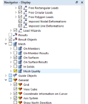 Ilustración de la activación de la configuración de calidad de malla en un software de construcción