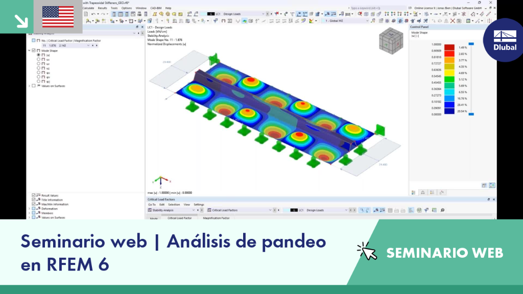 Seminario web sobre técnicas de análisis de pandeo con RFEM 6, centrándose en soluciones de ingeniería.