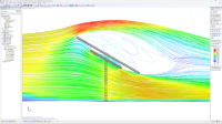 Simulación de flujo de viento en estructura de colector solar en RWIND
