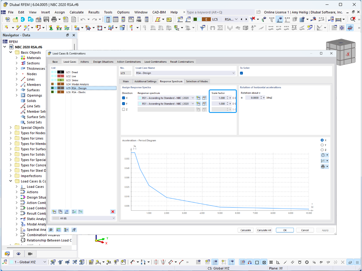 KB 001860 | NBC 2020 Análisis del espectro de respuesta modal y consideraciones de cortante en la base en RFEM 6