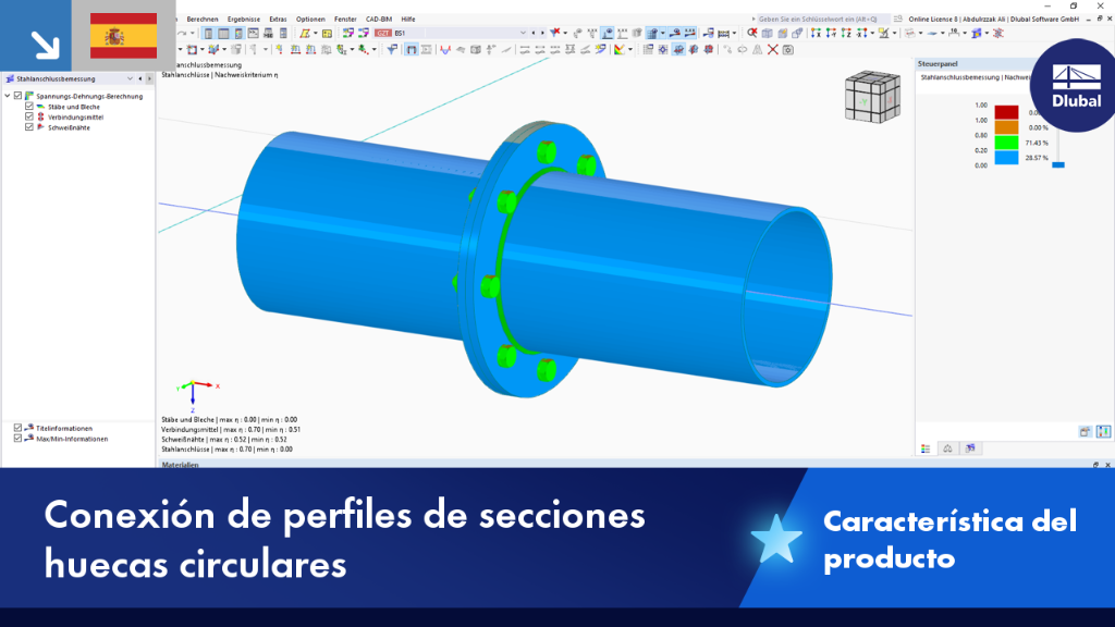 Conexión de secciones de perfiles huecos circulares