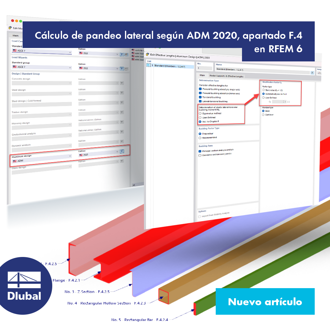 Cálculo de pandeo lateral según ADM 2020 apartado F.4 en RFEM 6