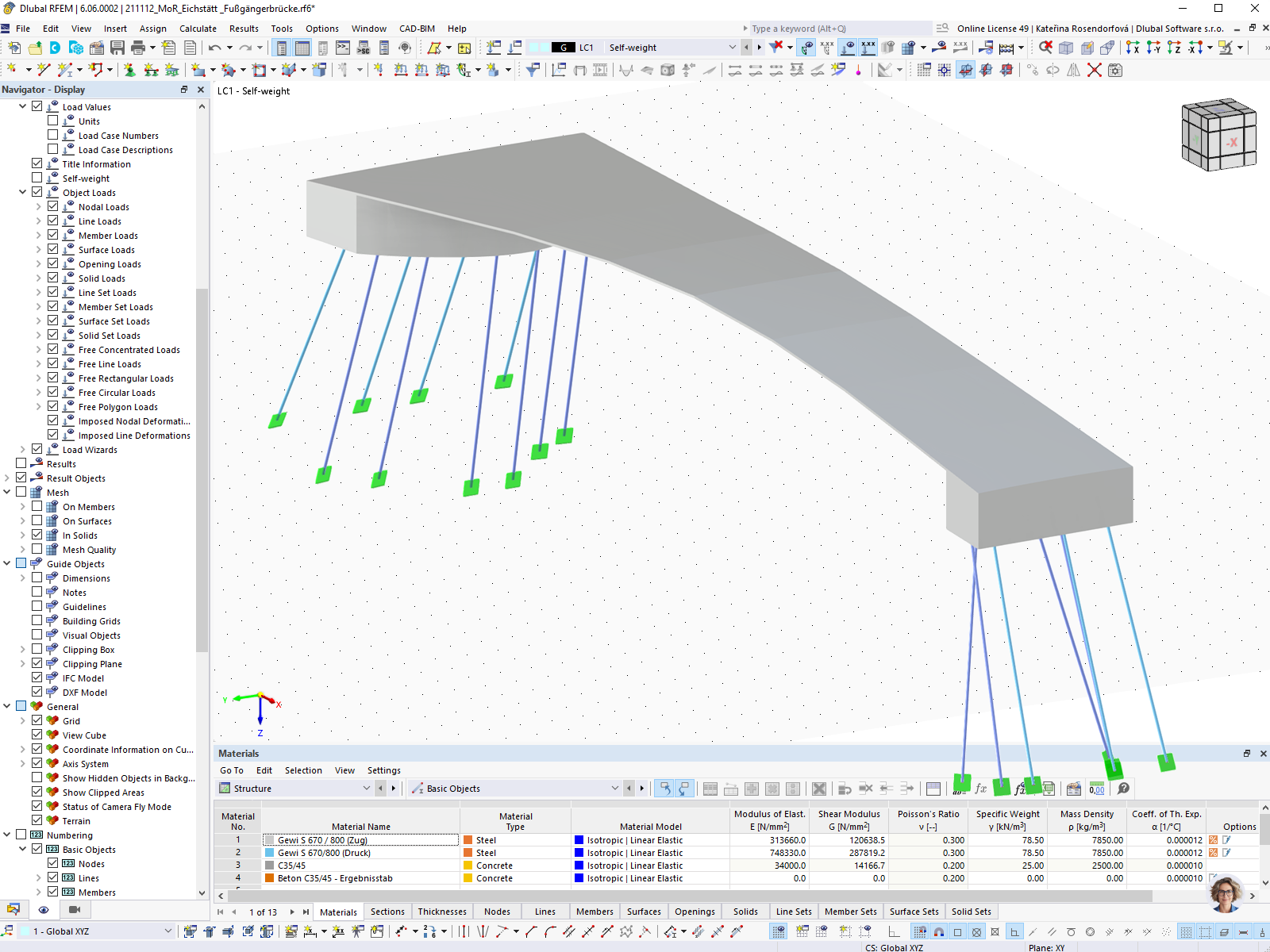 Modelo de RFEM del puente peatonal y para ciclistas en Eichstätt, Alemania | © Bergmeister Ingenieure