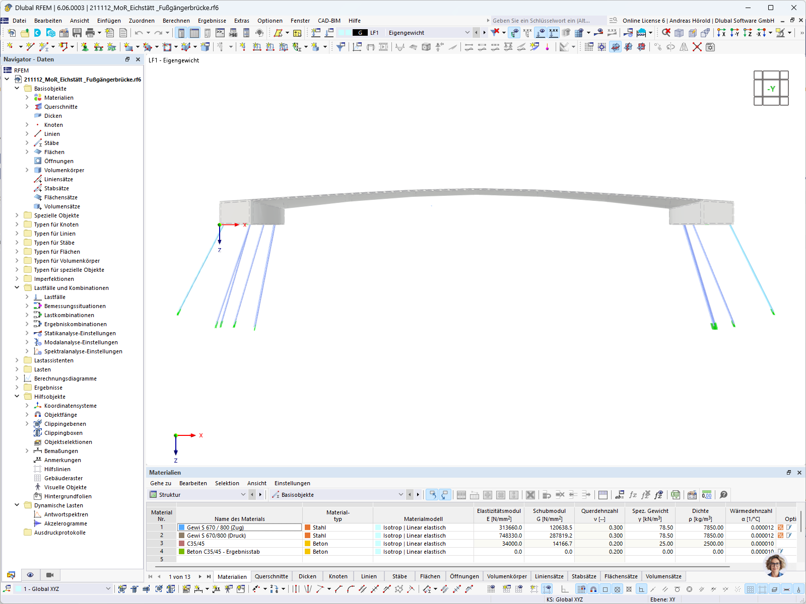Modelo de RFEM del puente peatonal y ciclista en Eichsütt, Alemania | © Bergmeister Ingenieure