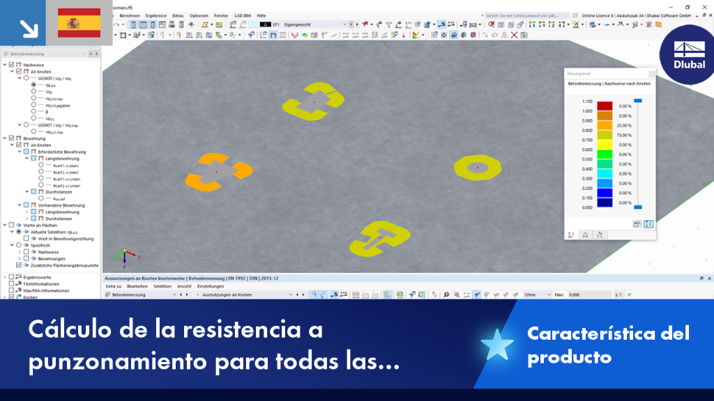 Verificación de punzonamiento para diferentes formas de secciones en un análisis estático, representado en detalle