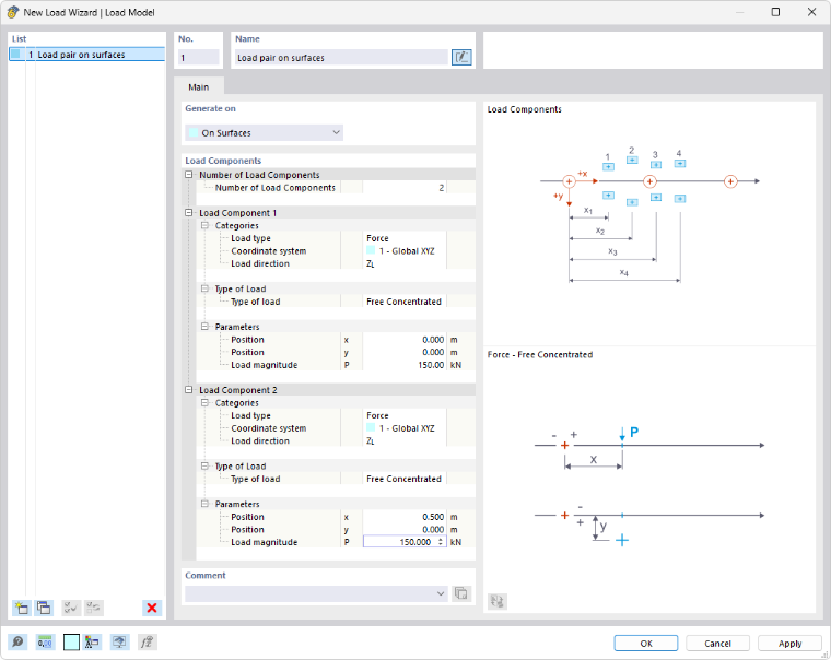 Cuadro de diálogo "Nuevo asistente para cargas | Modelo de carga"