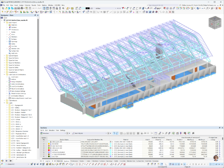 Modelo RFEM de la tienda insignia de BORA, Herford