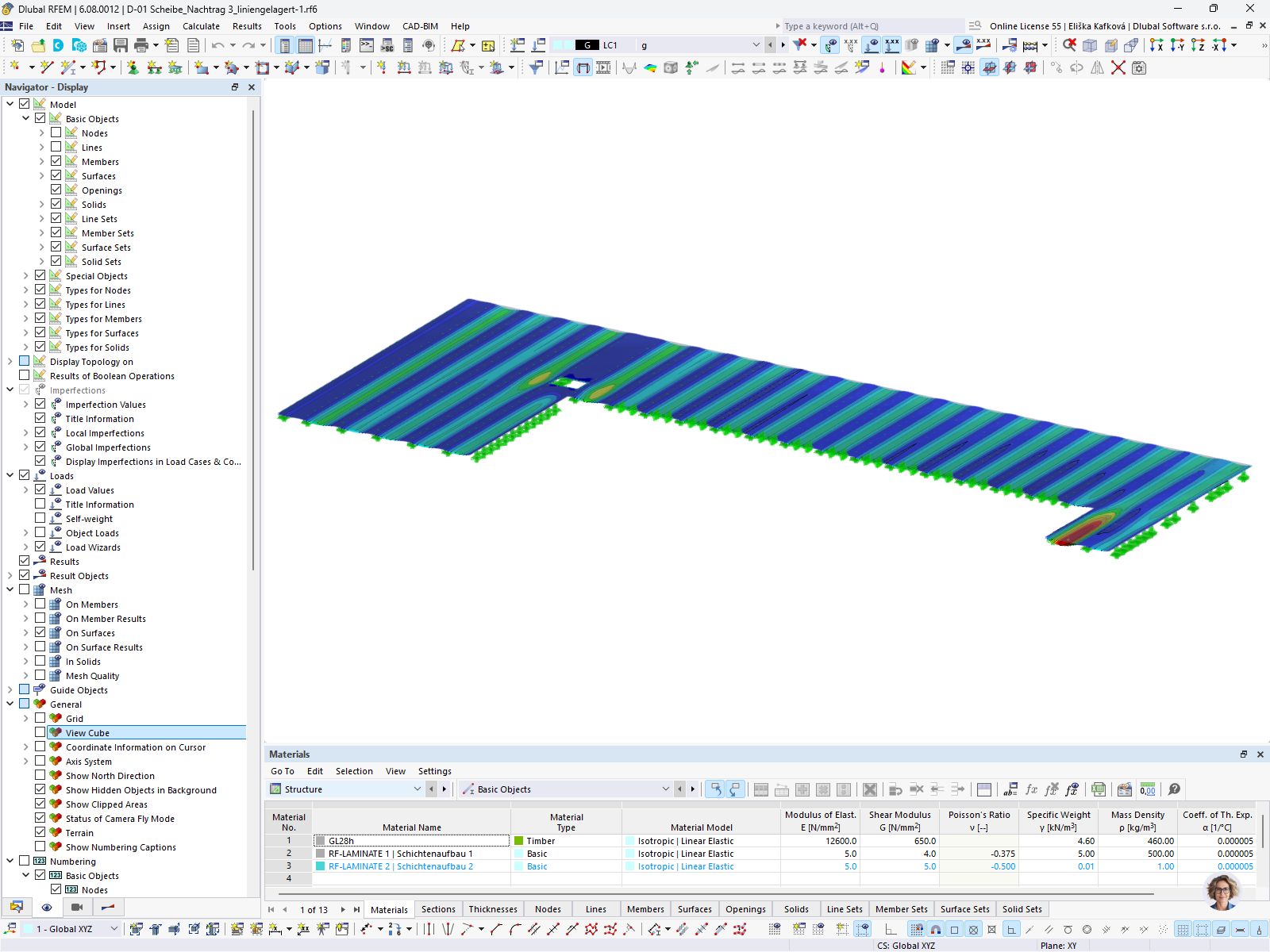 El modelo de RFEM de cubierta de madera contralaminada en Vilstalhalle de Vilsbiburg muestra la adición de otro piso.
