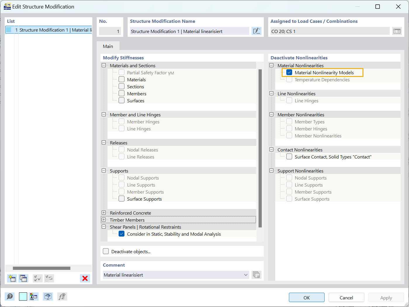 Modificación de estructura de RFEM 6 durante la fase de construcción