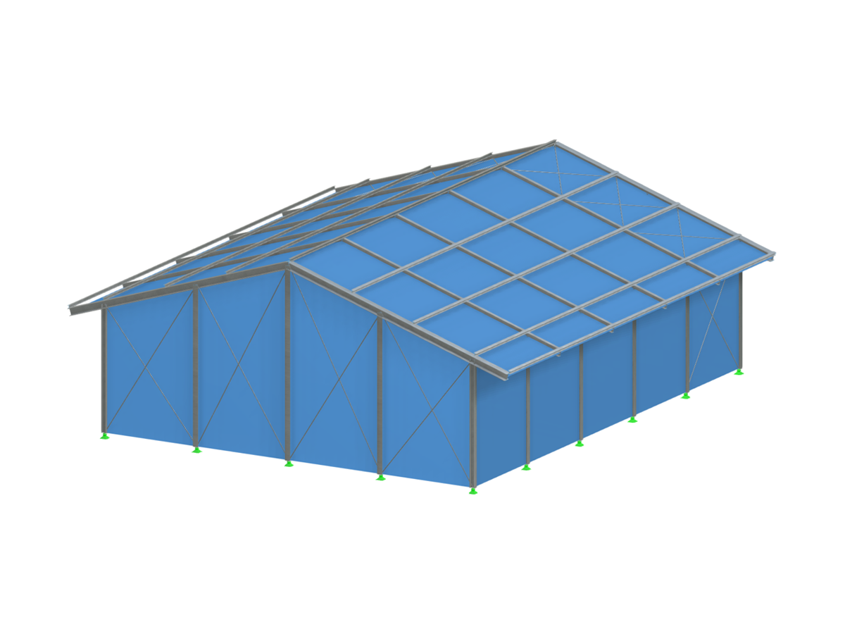 Modelo 005506 | Optimización de un pabellón de acero en RFEM