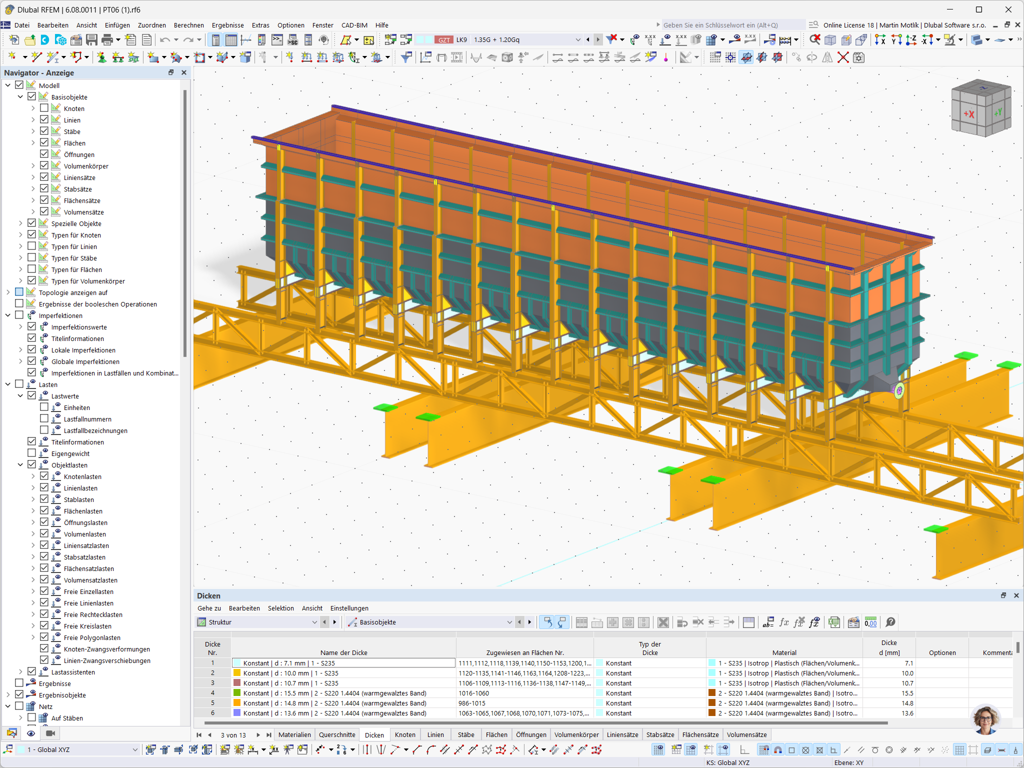 Modelo 3D de tanque de acero rectangular en RFEM (variante 2)