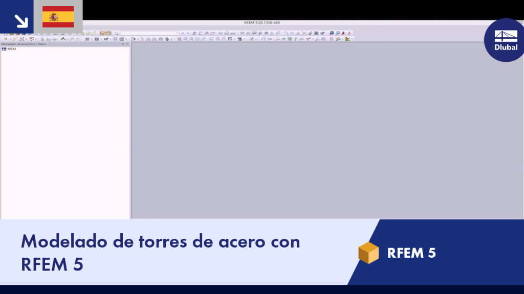 Vista detallada de una torre de acero modelada en RFEM 5, mostrando la complejidad de su estructura.