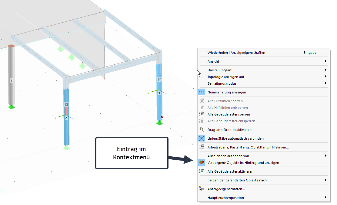 Administración de las propiedades de visualización de objetos ocultos en una aplicación de construcción
