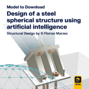 Estructura esférica de acero diseñada con inteligencia artificial para una tesis de graduación.
