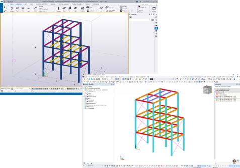 Representación del intercambio de datos DSTV entre RFEM 6 y Tekla Structures para un flujo de trabajo optimizado en el proceso de modelado.
