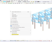 Opción para exportar una escena 3D al formato DXF en el proceso de construcción. Información técnica detallada y visualización de estructuras.
