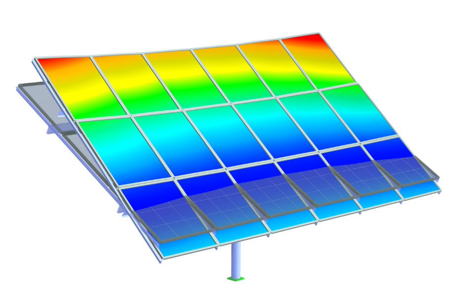 Resultados de la simulación de cargas de viento en una instalación de paneles solares utilizando RFEM 6.