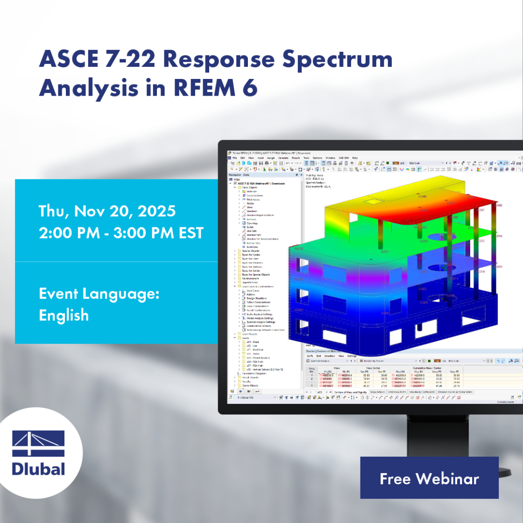 Análisis de espectro de respuesta de ASCE 7-22 en RFEM 6
