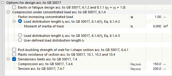 Opciones para GB 50017