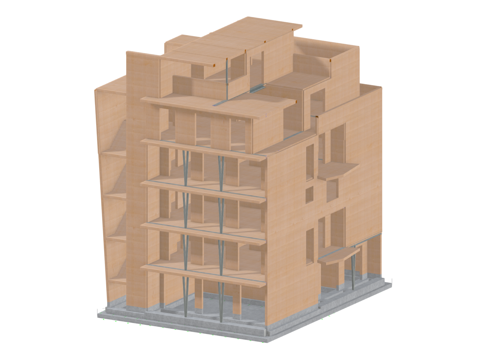 Edificio de viviendas de seis plantas de TCC diseñado para la resistencia sísmica en Módena, Italia, que muestra una ingeniería de la madera pionera.