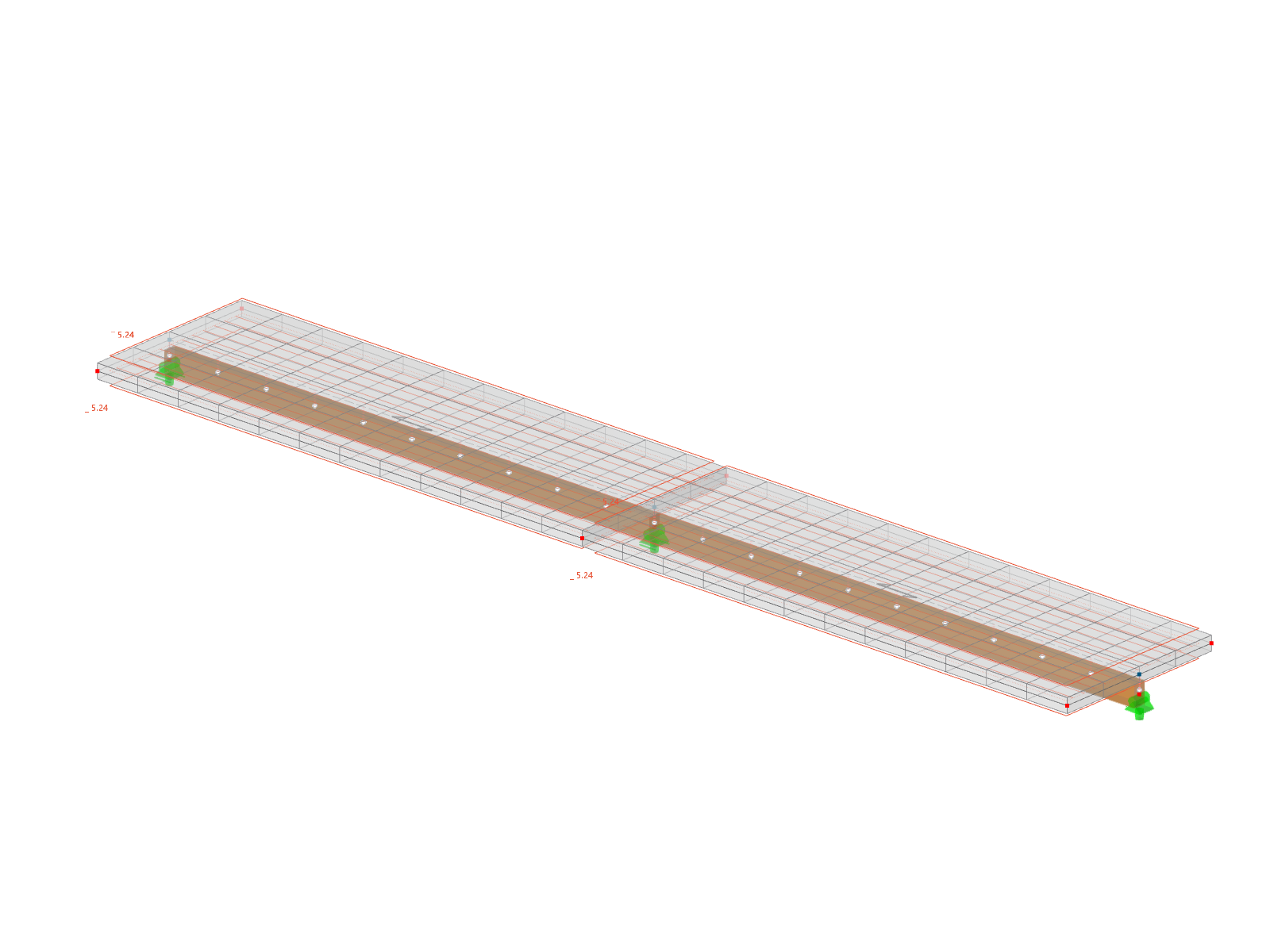 Estructura de viga mixta de madera y hormigón con losa de hormigón y viga de madera en un modelo estructural