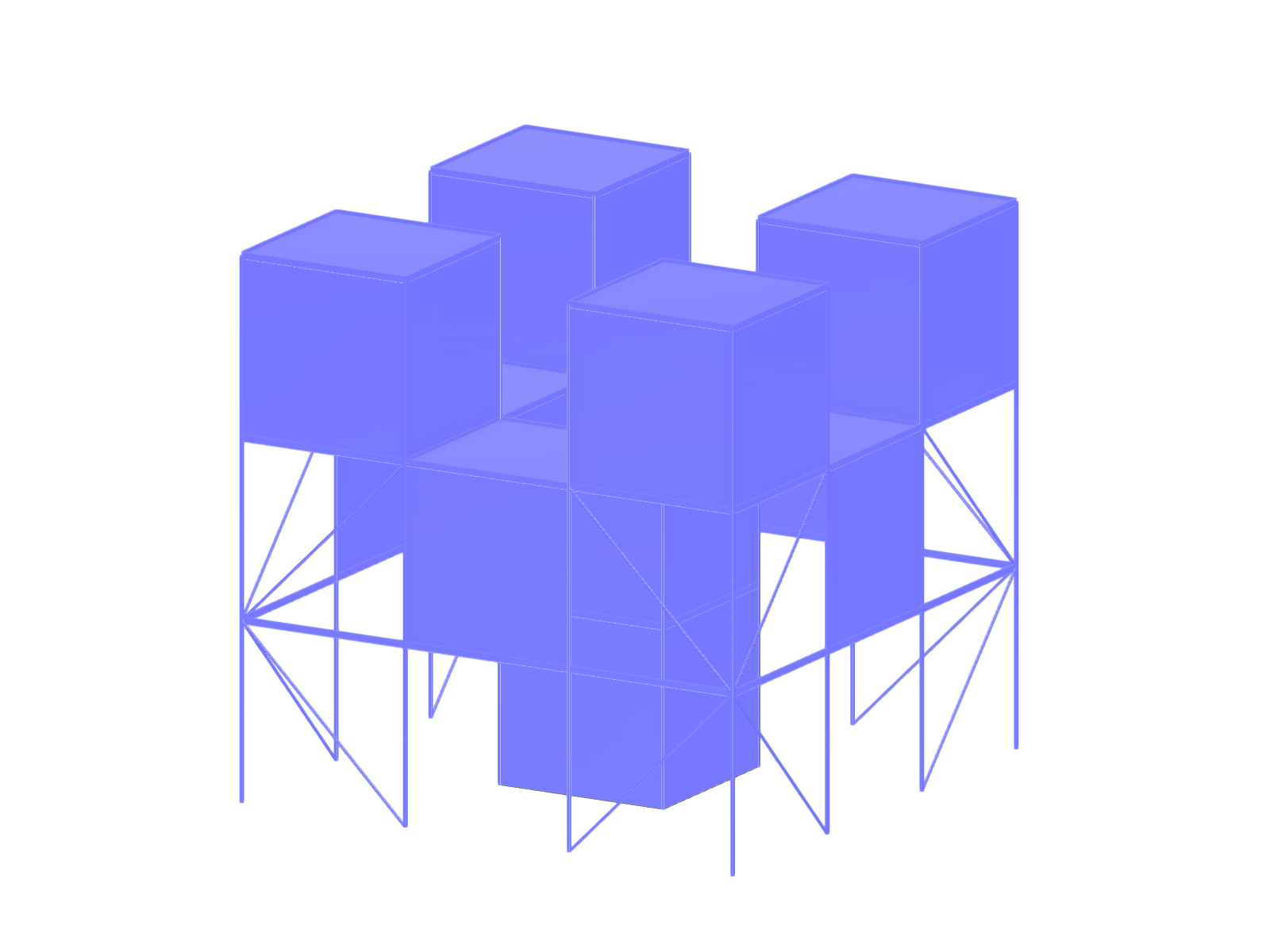 Modelo 3D de una compleja estructura de acero, utilizado en el juego Bent on Destruction para el nivel "Water".