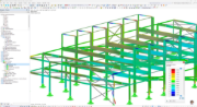 Modelo de un Aparcamiento de estructura de acero según el cálculo de Irina Okilová en el Programa RFEM.