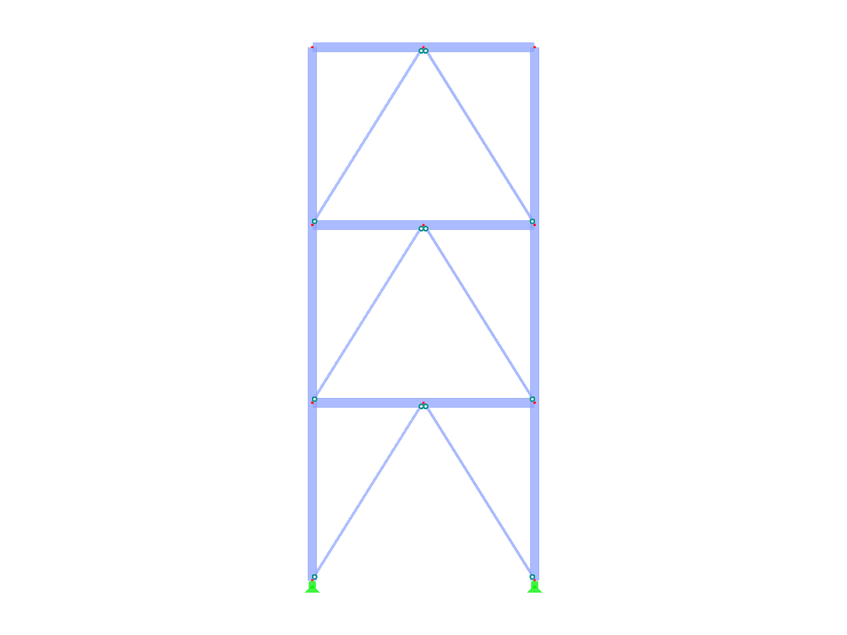 Diseño de arriostramiento en V invertida en una estructura de acero de varios pisos con alturas de piso variables.