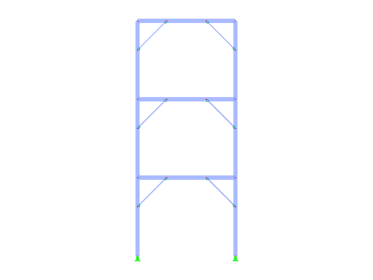 Visualización detallada del diseño de un arriostramiento en estructura de acero, destacando la disposición de los arriostramientos dentro del entramado.