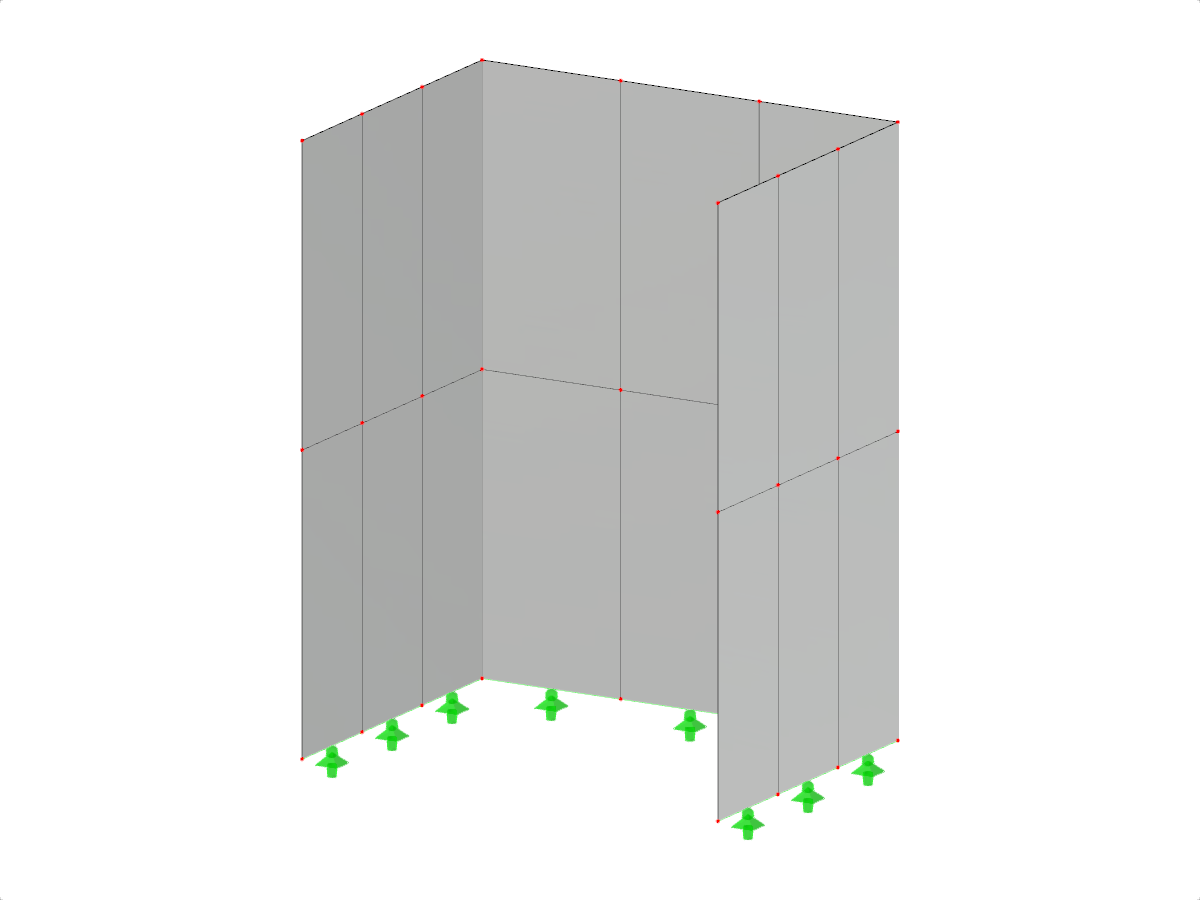 Un modelo 3D de un muro apilado en forma de C que muestra múltiples plantas variables.
