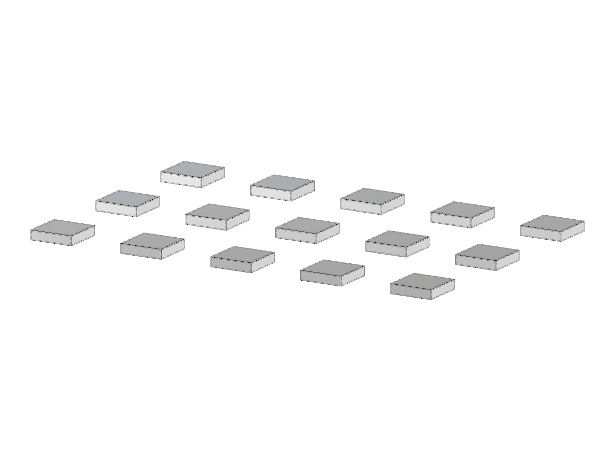 Cimentación de zapata rectangular que muestra un patrón de cuadrícula, centrándose en los detalles estructurales para el análisis de ingeniería.