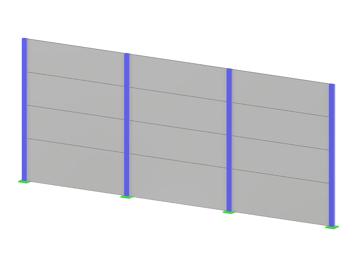 Modelo de análisis detallado que muestra el diseño de una estructura de barrera acústica y eólica.