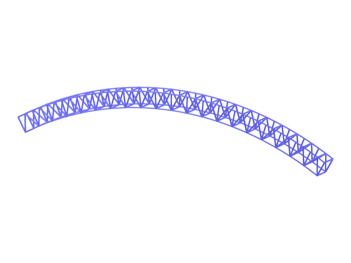Vista 3D de un modelo de estructura de celosía rectangular, que muestra su configuración geométrica para el análisis estructural en ingeniería utilizando el software RFEM.