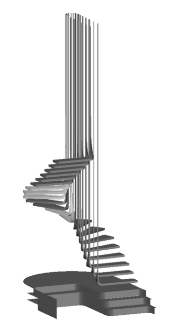 Imagen de la escalera A en un entorno CAD