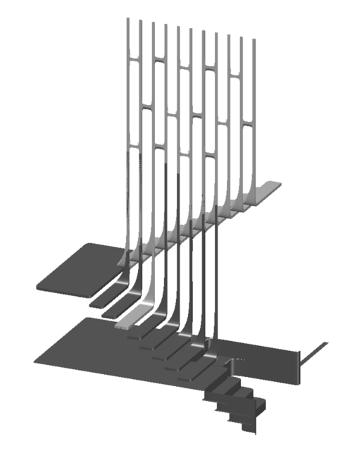 Imagen de la escalera B en un ambiente CAD