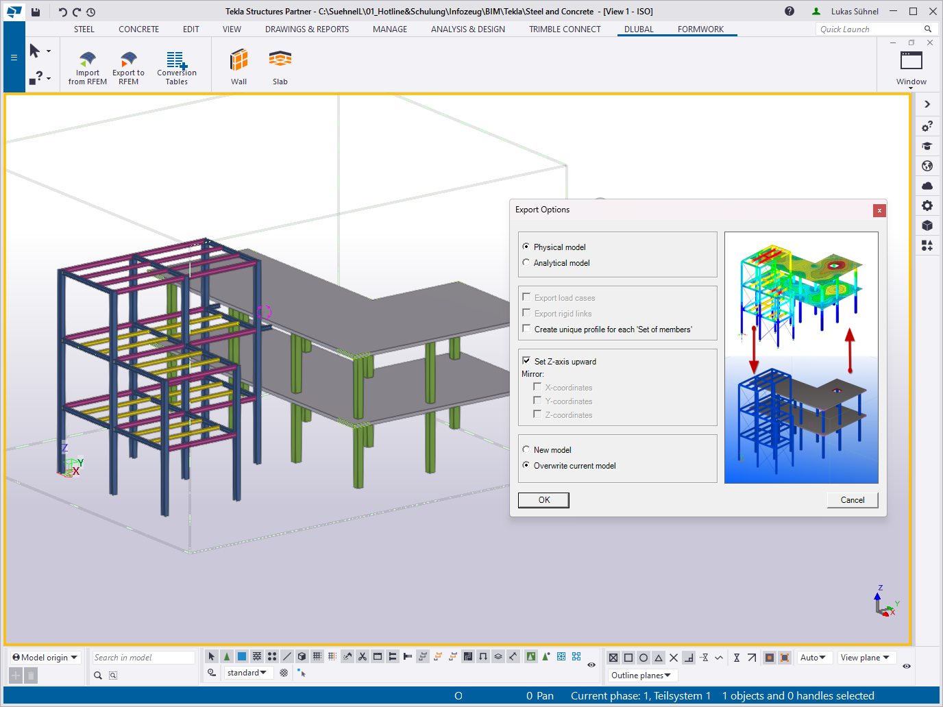 Transfert du modèle physique de Tekla Structures vers RFEM