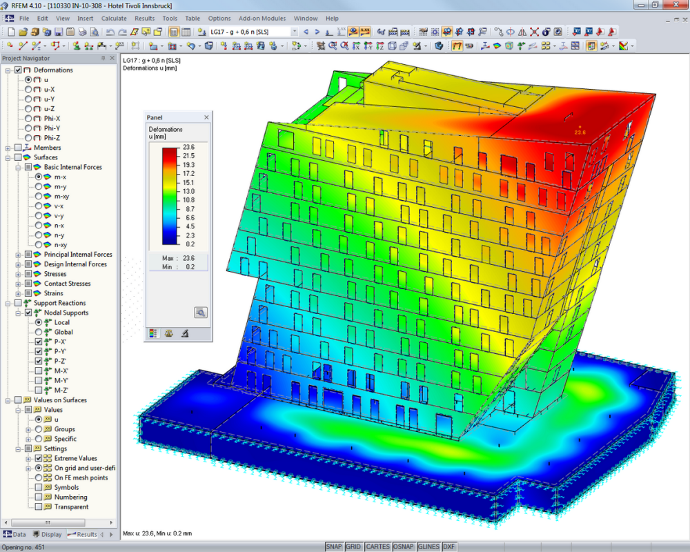 Hôtel Ramada Innsbruck Tivoli, Autriche | Analyse de vérification conçue avec RFEM par: in.ge.na., Innsbruck, Autriche | www.ingena.info