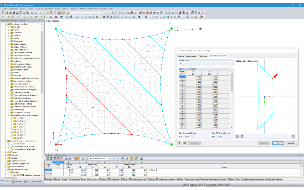 Darstellung der Schnittmuster im RFEM-Modell
