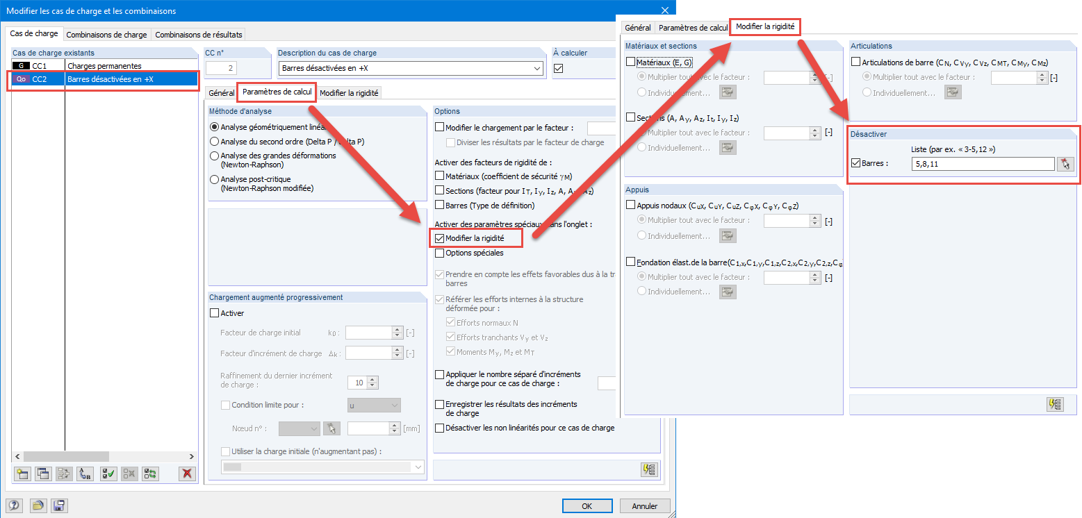 Option « Désactiver » dans RSTAB